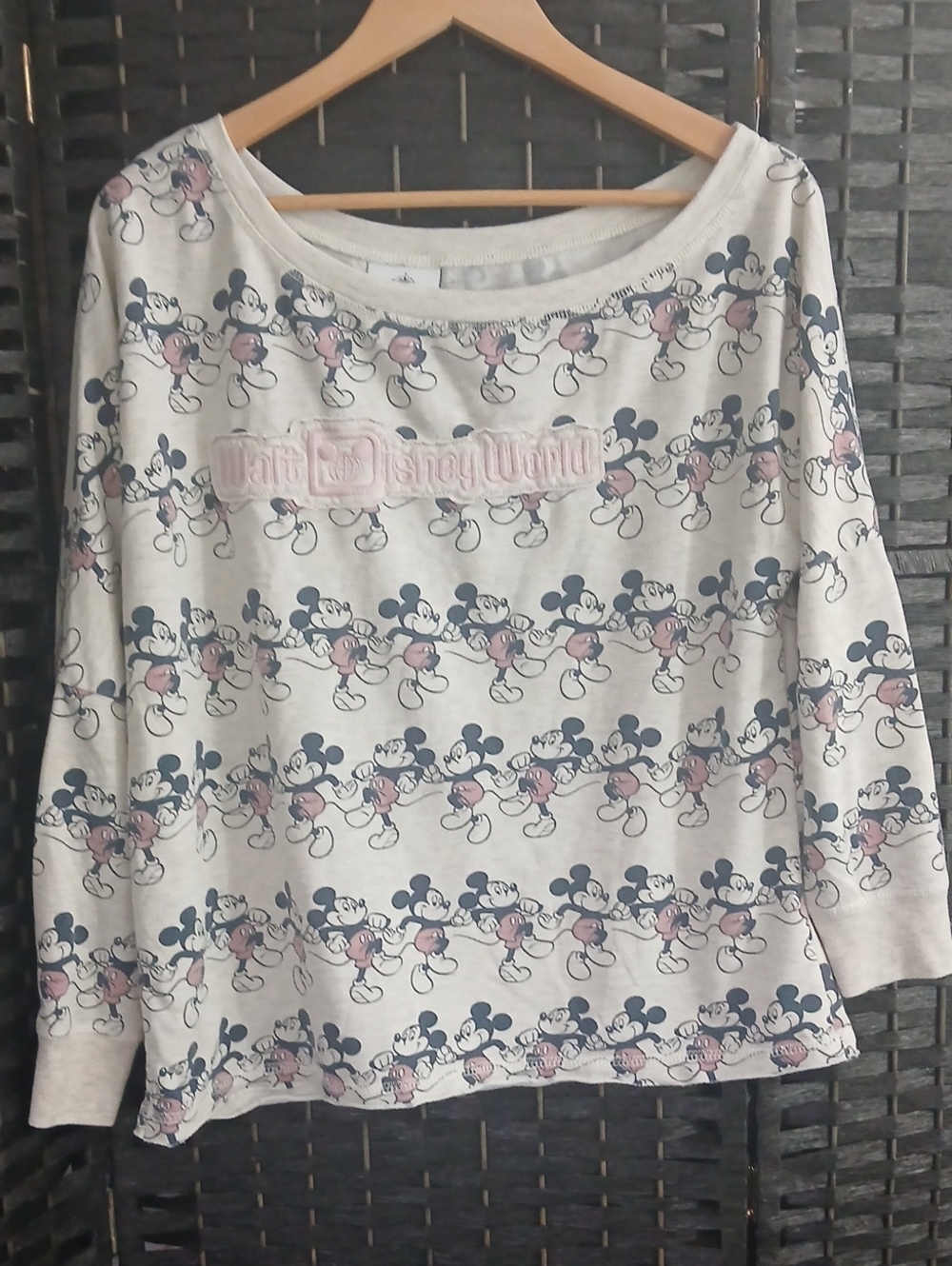 Disney Parks Walt Disney World Pink Logo Cream Mickey Mouse Womens SZ M